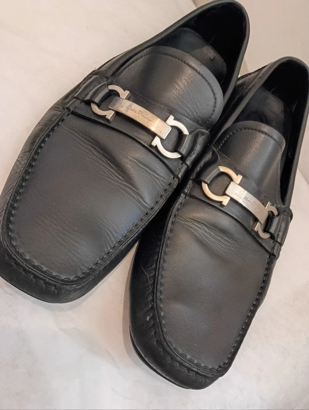 SALVATORE FERRAGAMO Driving Loafers Black 10.5 D New Salvatore Ferragamo GLASGOW 10.5 EEE Black Leather Shoes  main image 2